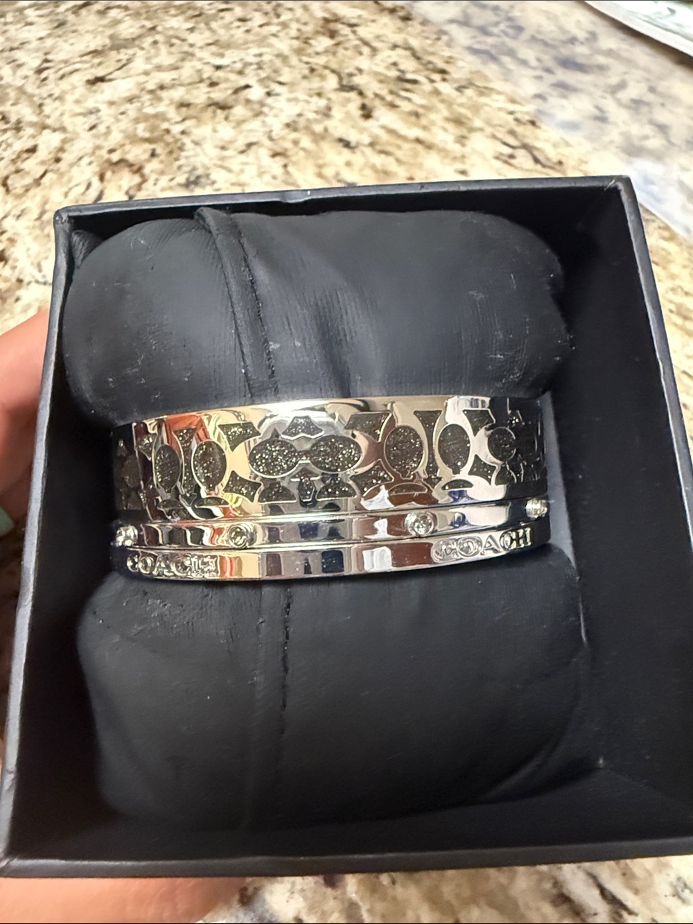 Silver Coach Triple Bangle set